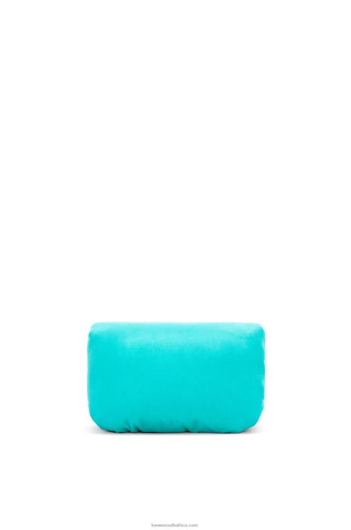 Loewe Women Mini Puffer Goya bag in velvet 206XF248 Caribbean Blue