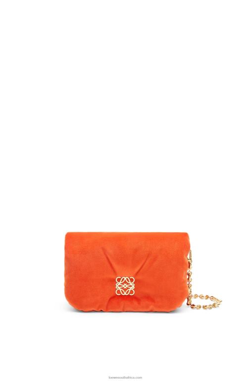 Loewe Women Mini Puffer Goya bag in velvet 206XF249 Coral Red