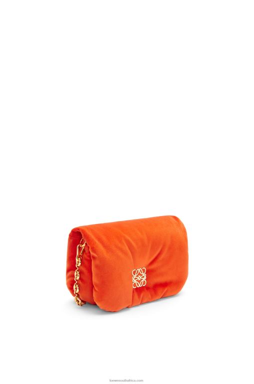 Loewe Women Mini Puffer Goya bag in velvet 206XF249 Coral Red