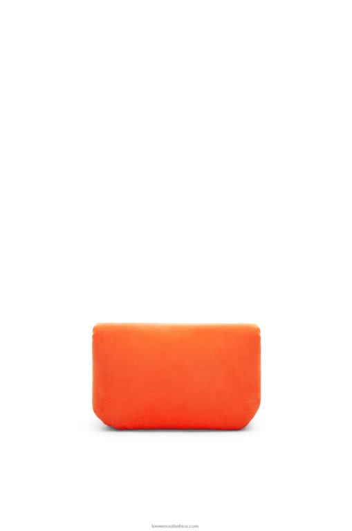 Loewe Women Mini Puffer Goya bag in velvet 206XF249 Coral Red