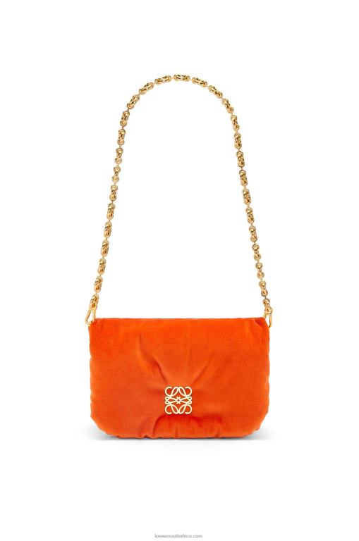 Loewe Women Mini Puffer Goya bag in velvet 206XF249 Coral Red