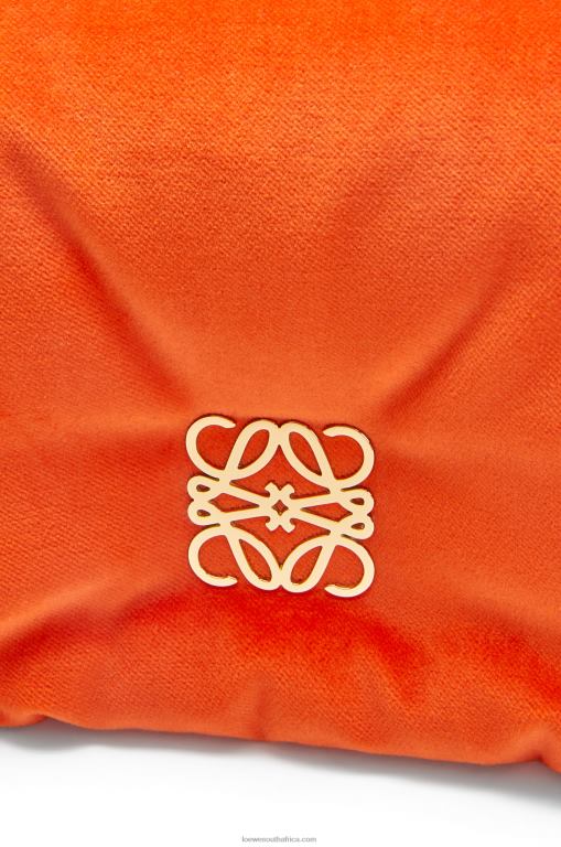 Loewe Women Mini Puffer Goya bag in velvet 206XF249 Coral Red