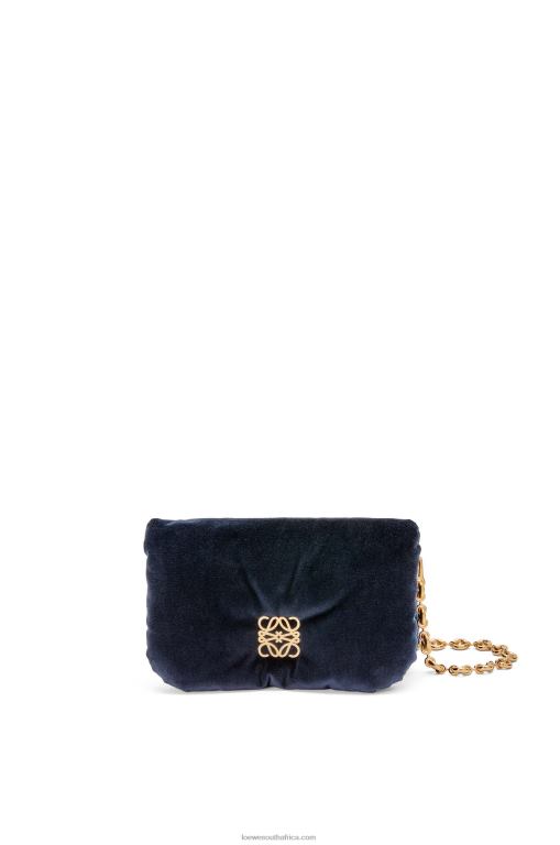 Loewe Women Mini Puffer Goya bag in velvet 206XF250 Dark Blue