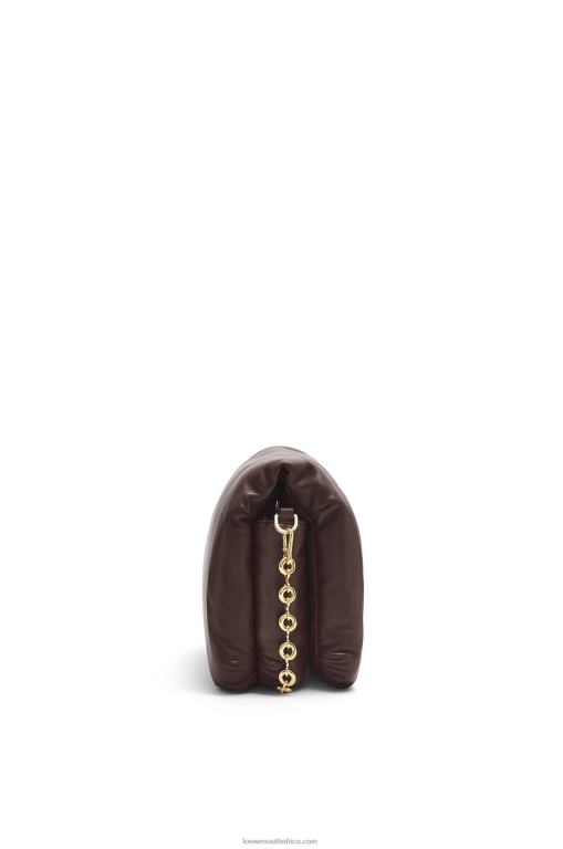 Loewe Women Puffer Goya bag in shiny nappa lambskin 206XF383 Dark Chocolate