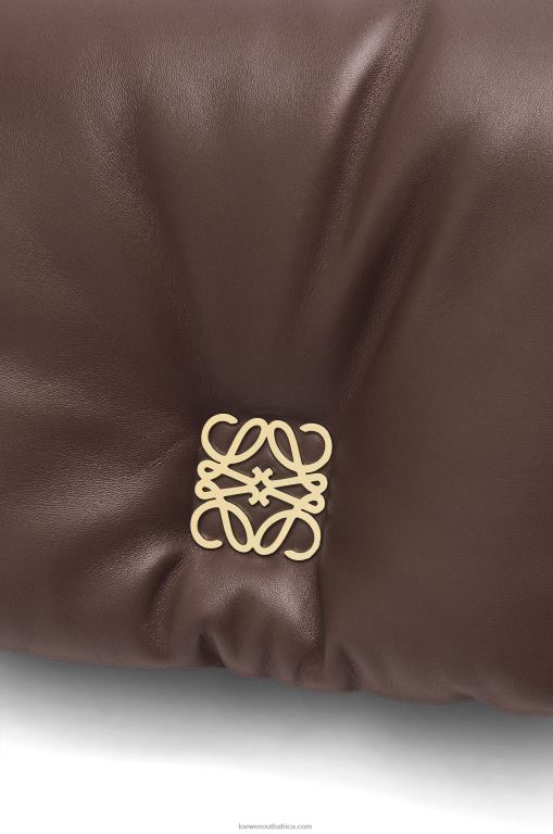 Loewe Women Puffer Goya bag in shiny nappa lambskin 206XF383 Dark Chocolate