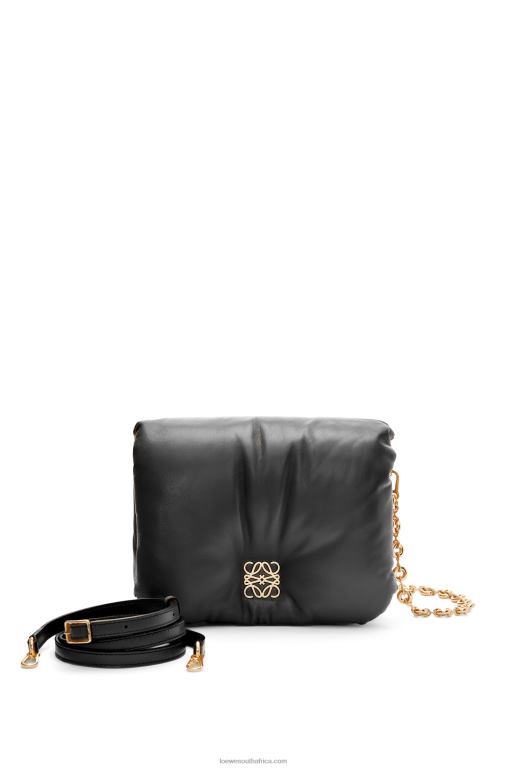 Loewe Women Puffer Goya bag in shiny nappa lambskin 206XF385 Black