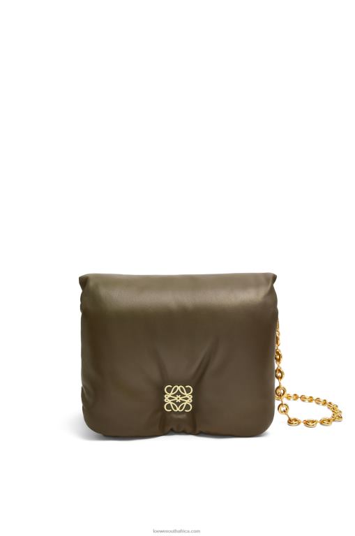 Loewe Women Puffer Goya bag in shiny nappa lambskin 206XF465 Dark Khaki Green