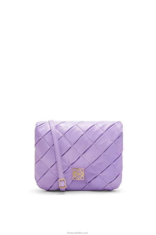 Loewe Women Puffer Goya in pleated shiny nappa lambskin 206XF379 Light Mauve