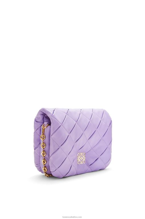 Loewe Women Puffer Goya in pleated shiny nappa lambskin 206XF379 Light Mauve