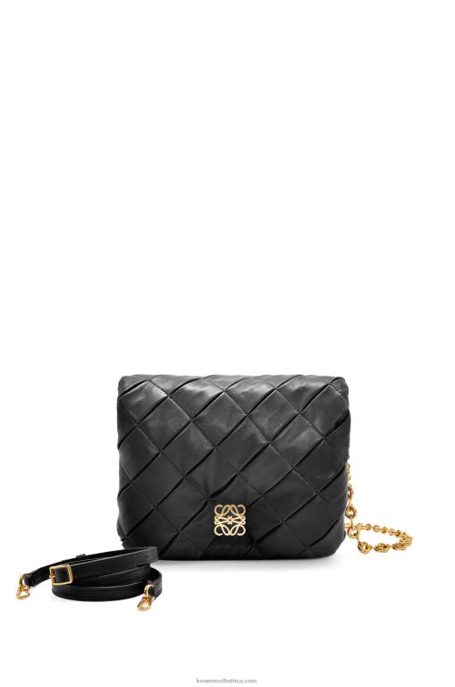 Loewe Women Puffer Goya in pleated shiny nappa lambskin 206XF384 Black