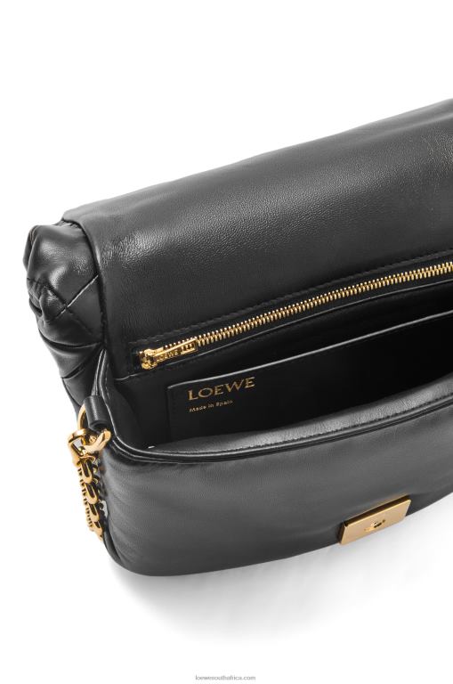 Loewe Women Puffer Goya in pleated shiny nappa lambskin 206XF384 Black