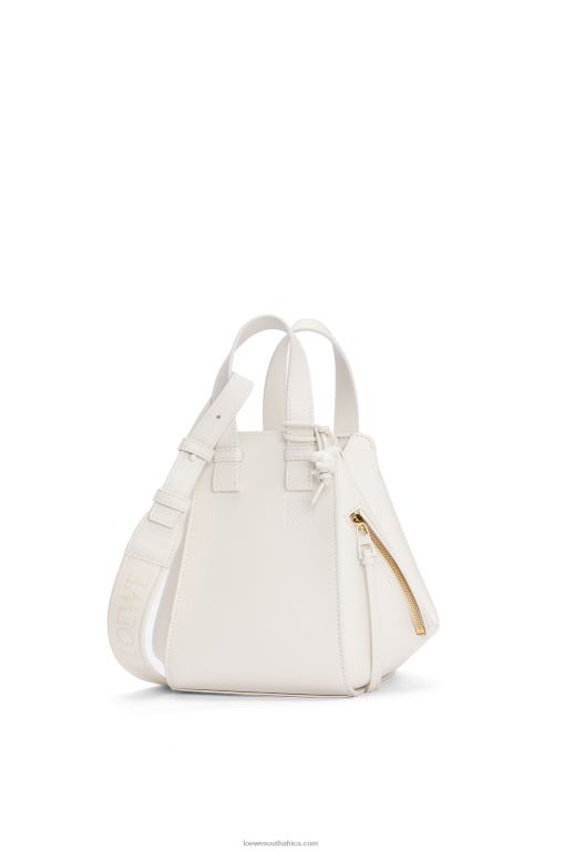 Loewe Women Compact Hammock in satin calfskin 206XF462 White Glaze
