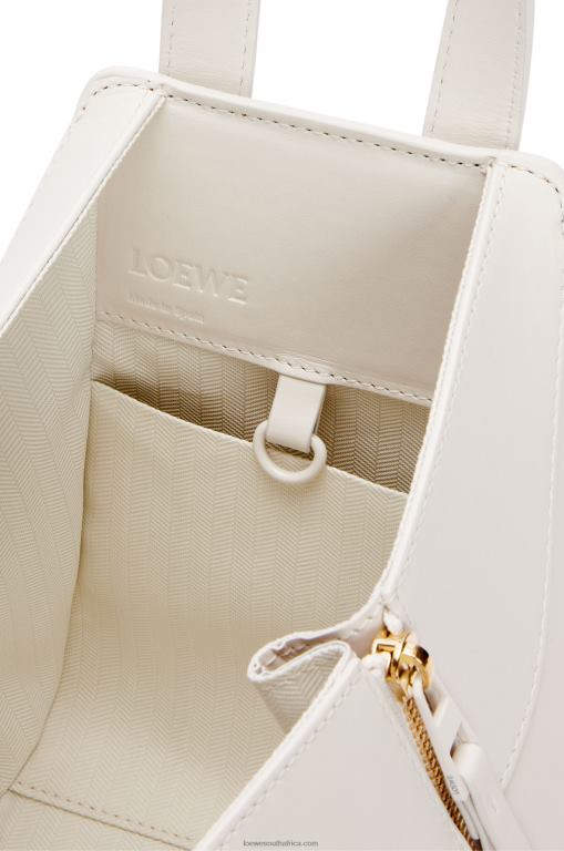 Loewe Women Compact Hammock in satin calfskin 206XF462 White Glaze