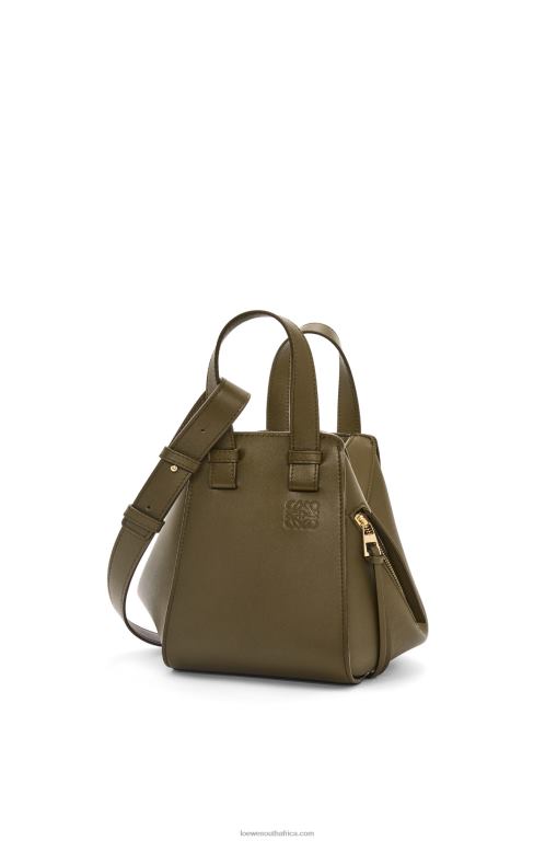 Loewe Women Hammock compact bag in classic calfskin 206XF372 Dark Khaki Green