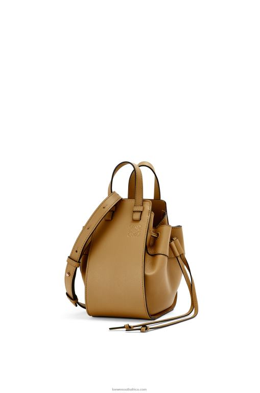 Loewe Women Mini Hammock drawstring in classic calfskin 206XF243 Ochre Green
