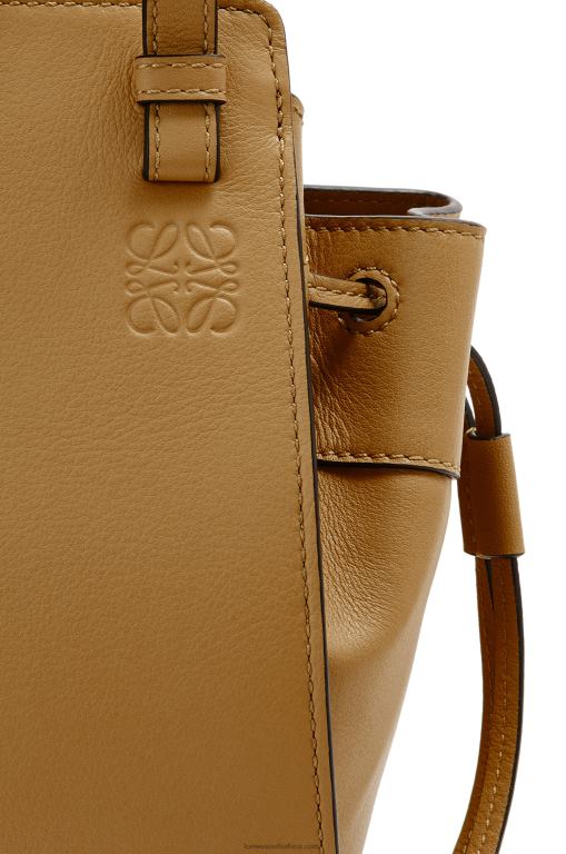 Loewe Women Mini Hammock drawstring in classic calfskin 206XF243 Ochre Green