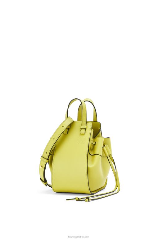 Loewe Women Mini Hammock drawstring in classic calfskin 206XF297 Lime Yellow