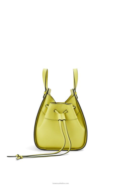 Loewe Women Mini Hammock drawstring in classic calfskin 206XF297 Lime Yellow
