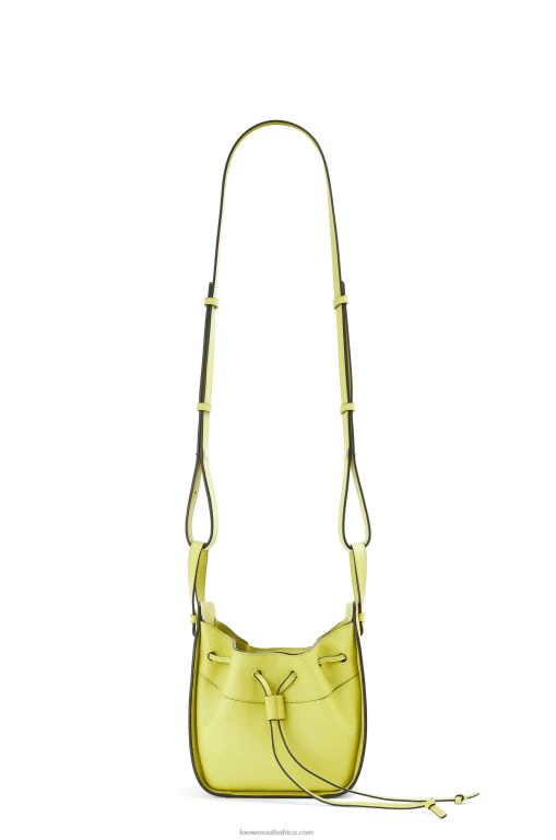 Loewe Women Mini Hammock drawstring in classic calfskin 206XF297 Lime Yellow