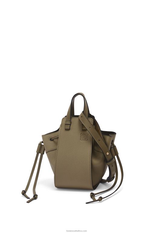 Loewe Women Mini Hammock drawstring in soft grained calfskin 206XF241 Laurel Green