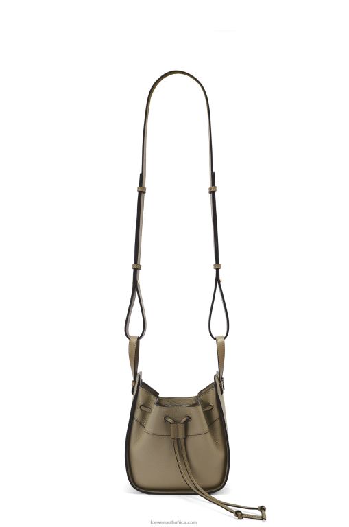 Loewe Women Mini Hammock drawstring in soft grained calfskin 206XF241 Laurel Green