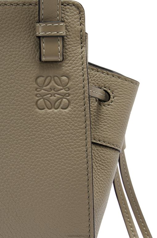 Loewe Women Mini Hammock drawstring in soft grained calfskin 206XF241 Laurel Green