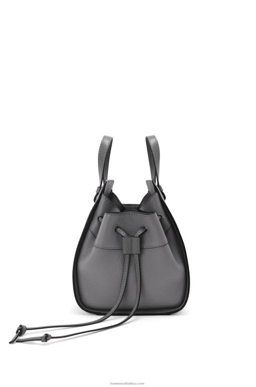 Loewe Women Mini Hammock drawstring in soft grained calfskin 206XF252 Asphalt Grey