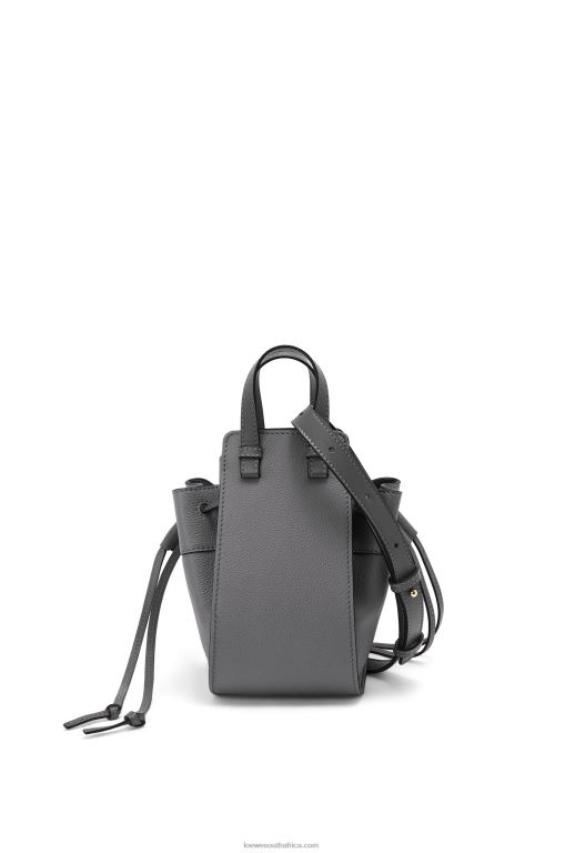 Loewe Women Mini Hammock drawstring in soft grained calfskin 206XF252 Asphalt Grey
