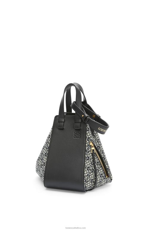 Loewe Women Small Hammock bag in Anagram jacquard and calfskin 206XF520 Navy/Black