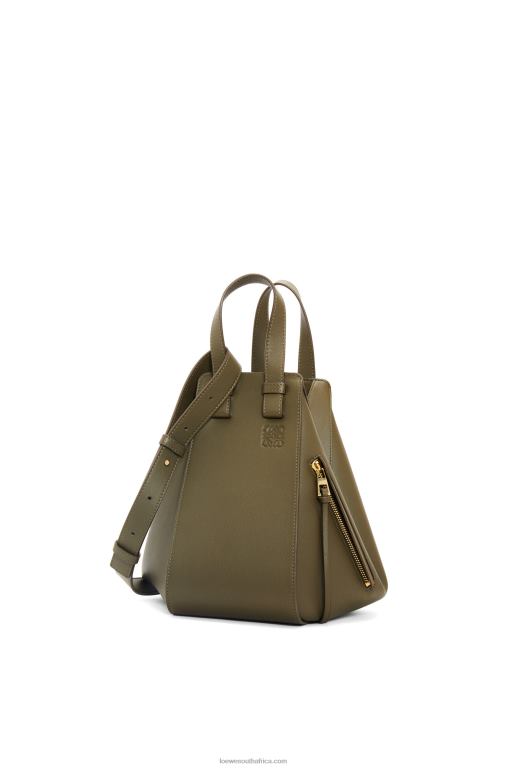 Loewe Women Small Hammock bag in classic calfskin 206XF371 Dark Khaki Green