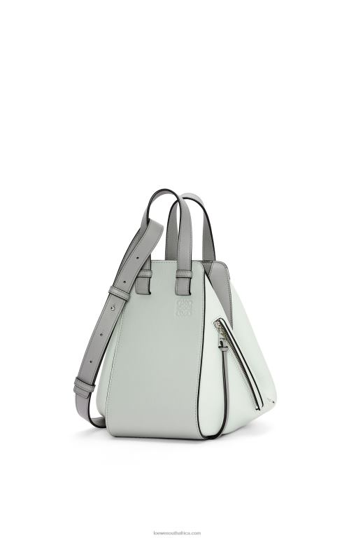 Loewe Women Small Hammock bag in classic calfskin 206XF433 Ash Grey/Light Celadon