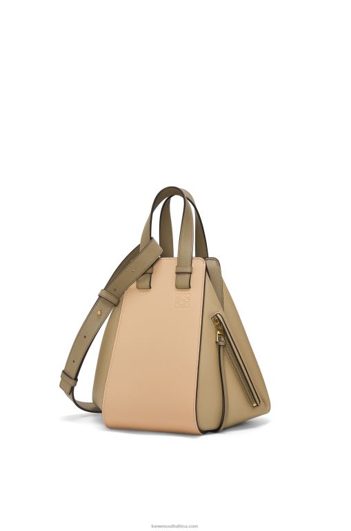 Loewe Women Small Hammock bag in classic calfskin 206XF440 Clay Green/Dusty Beige