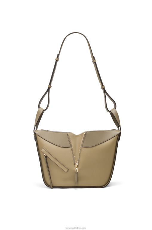 Loewe Women Small Hammock bag in classic calfskin 206XF440 Clay Green/Dusty Beige