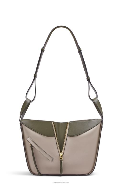 Loewe Women Small Hammock bag in classic calfskin 206XF525 Autumn Green/Light Oat