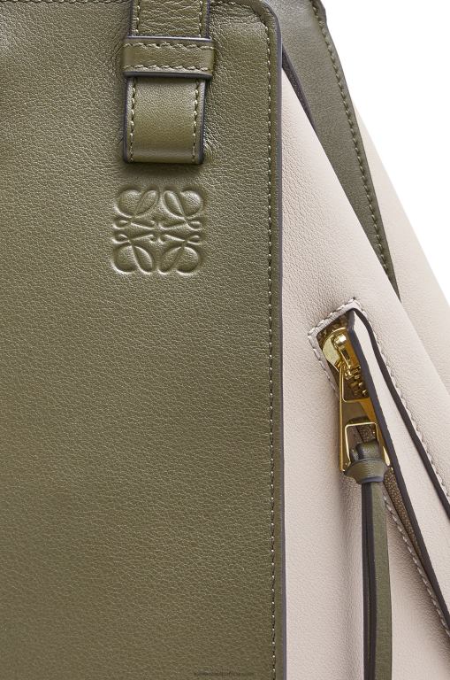 Loewe Women Small Hammock bag in classic calfskin 206XF525 Autumn Green/Light Oat