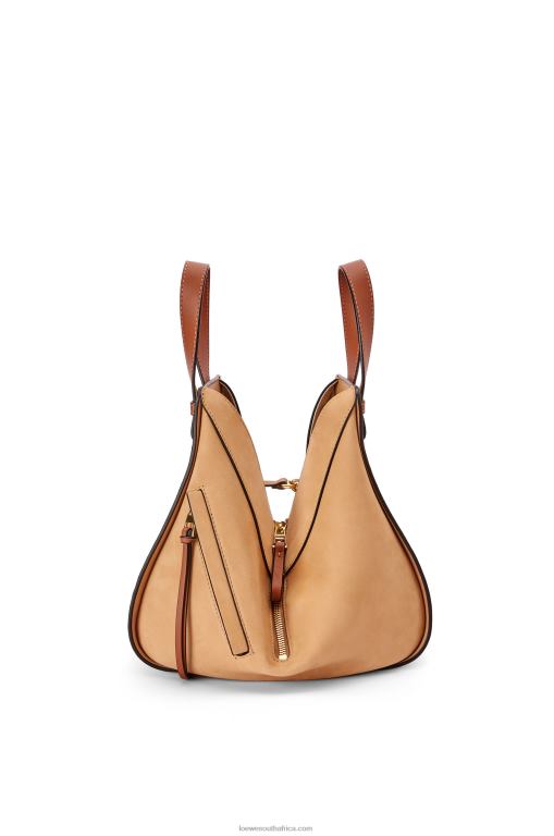 Loewe Women Small Hammock bag in classic calfskin and suede 206XF506 Milk/Warm Desert
