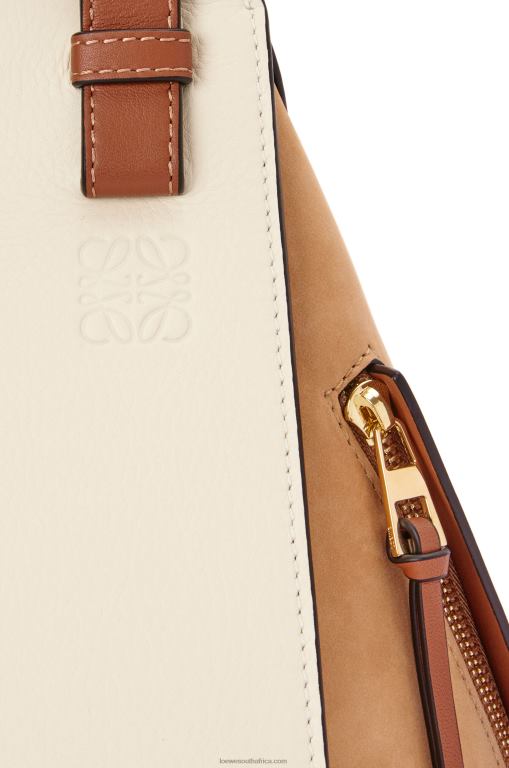 Loewe Women Small Hammock bag in classic calfskin and suede 206XF506 Milk/Warm Desert