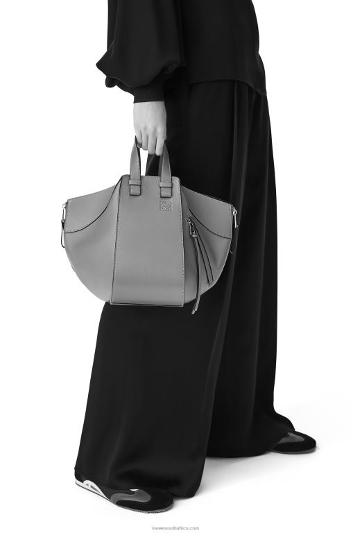 Loewe Women Small Hammock bag in soft grained calfskin 206XF502 Asphalt Grey
