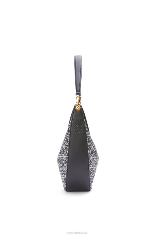 Loewe Women Luna bag in Anagram jacquard and classic calfskin 206XF451 Navy/Black