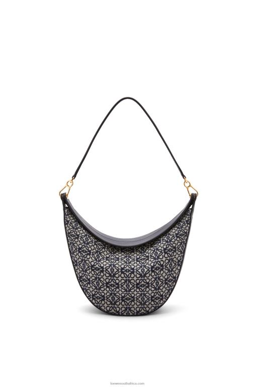 Loewe Women Luna bag in Anagram jacquard and classic calfskin 206XF451 Navy/Black