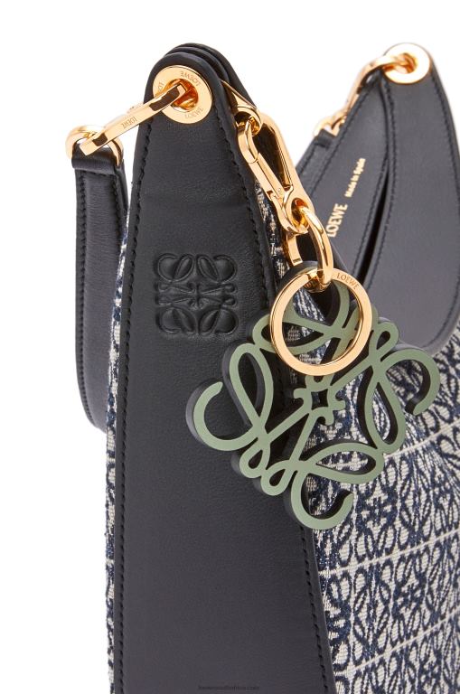 Loewe Women Luna bag in Anagram jacquard and classic calfskin 206XF451 Navy/Black