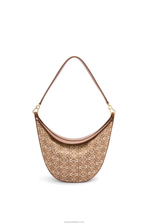 Loewe Women Luna bag in Anagram jacquard and classic calfskin 206XF512 Tan/Pecan