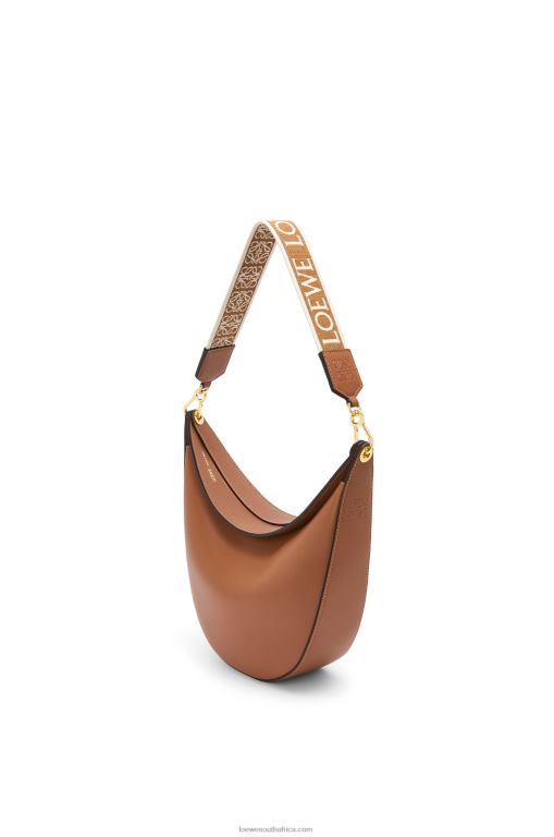 Loewe Women Luna bag in satin calfskin and jacquard 206XF453 Pecan