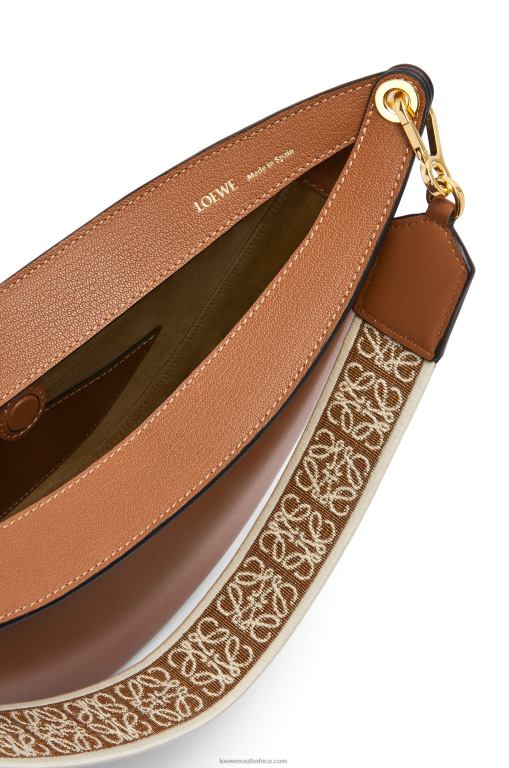 Loewe Women Luna bag in satin calfskin and jacquard 206XF453 Pecan
