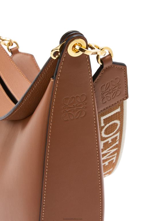 Loewe Women Luna bag in satin calfskin and jacquard 206XF453 Pecan