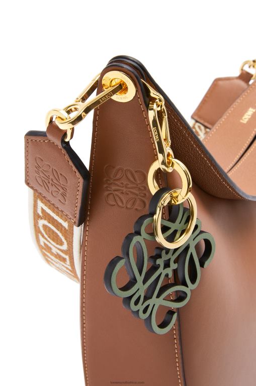Loewe Women Luna bag in satin calfskin and jacquard 206XF453 Pecan
