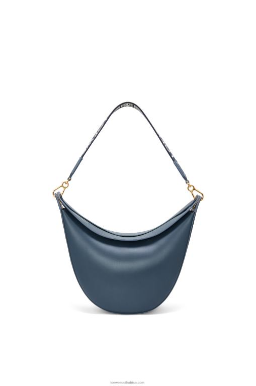 Loewe Women Luna bag in satin calfskin and jacquard 206XF483 Onyx Blue