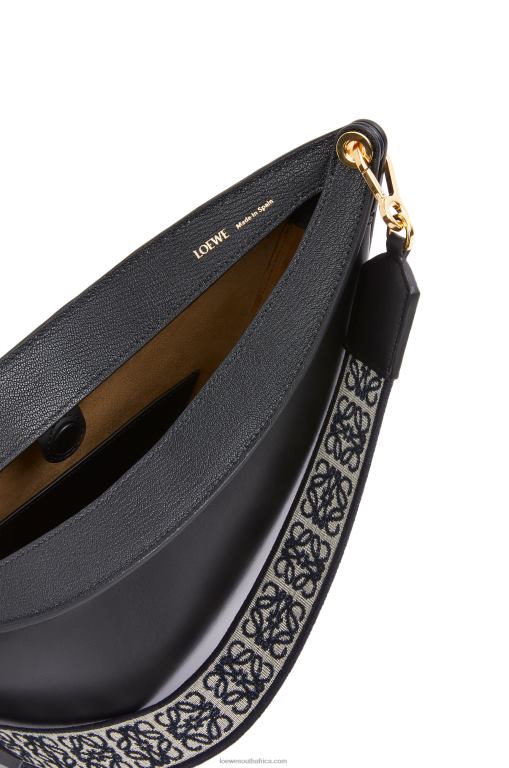 Loewe Women Luna bag in satin calfskin and jacquard 206XF521 Black