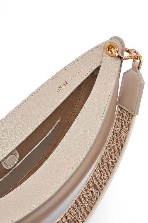 Loewe Women Luna bag in satin calfskin and jacquard 206XF522 Light Oat