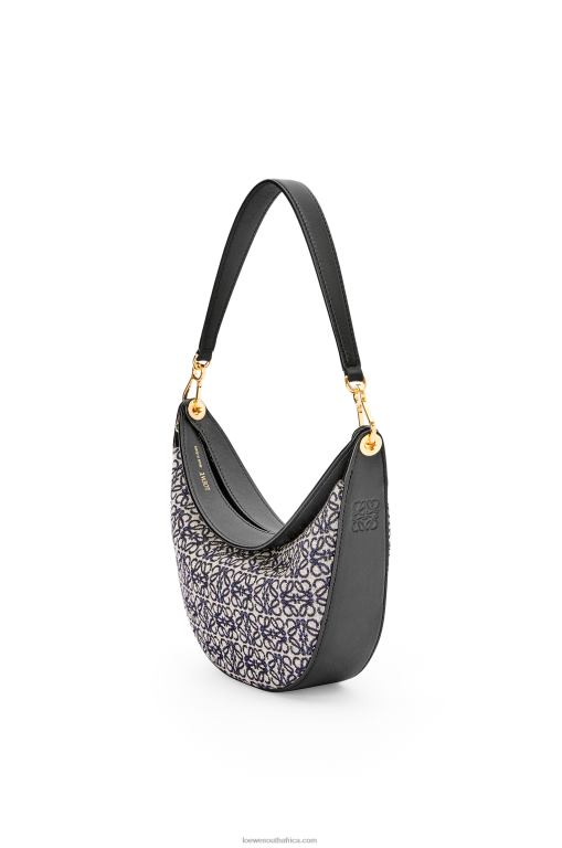 Loewe Women Small Luna bag in Anagram jacquard and classic calfskin 206XF450 Navy/Black